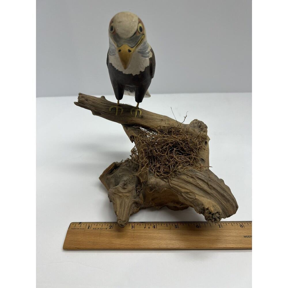 Unbranded Hand Carved & Painted Bald Eagle on Driftwood Vintage - Picture 13 of 13